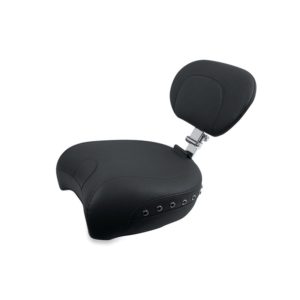 Recesssed Passenger Seat with Backrest for H-D, Black Pearl-Centered Studded, Black, Width: 13.5"