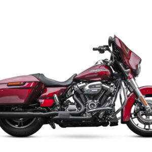 Slimline Dual Exhaust with 4″ Mufflers, Black Finish & Black End Caps. Fits M8 Touring 2017up.