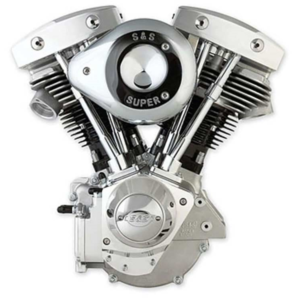 93″ Alternator Style Shovel Engine with Natural Finish.