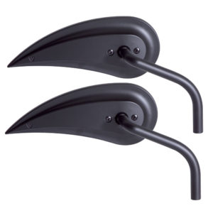 Arlen Ness Mirror; Rad III Teardrop with Steel Stem, Left, Black Finish (Each)