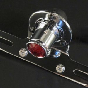 'Shotgun' Style LED Tail Light with Number Plate Bracket Chrome