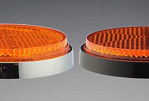 Amber Reflector with Chrome Outer Ring