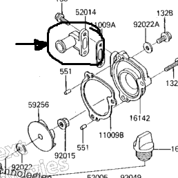 52014-5001 ELBOW. KX80/125/250, KXT250
