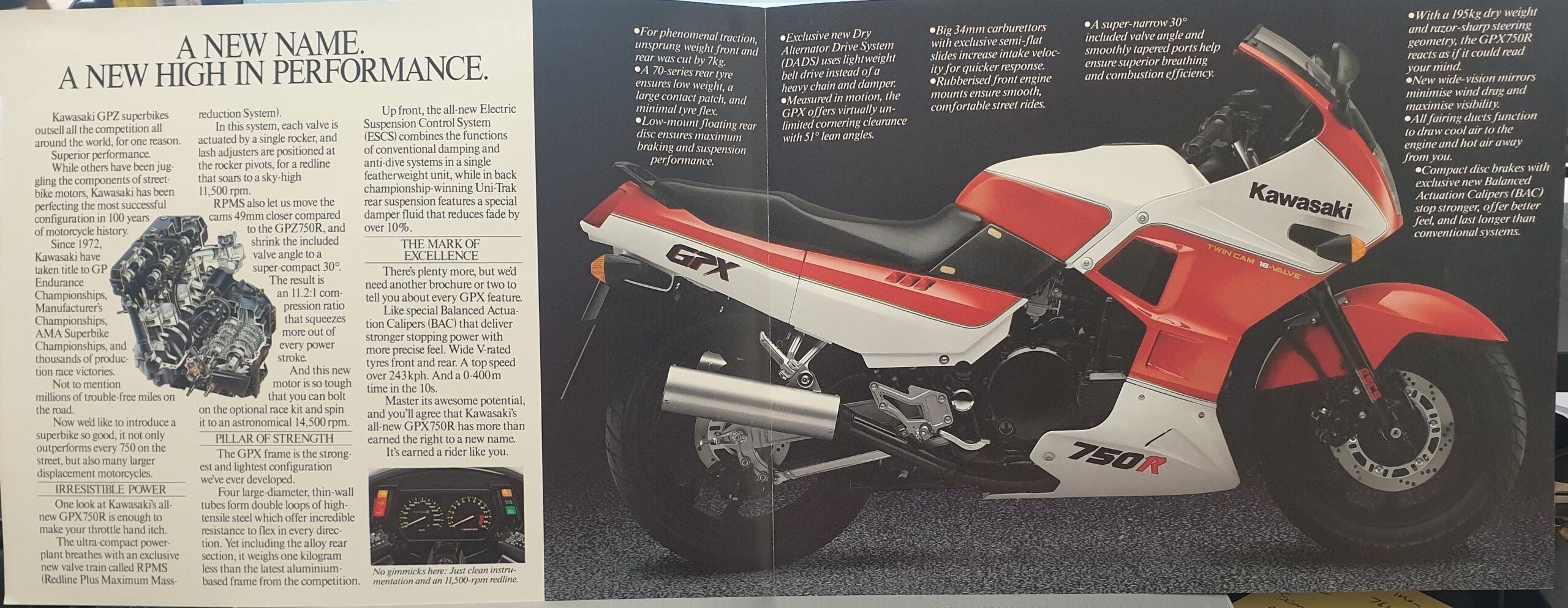 1987 KAWASAKI GPX750R SALES BROCHURE - zPower Australia